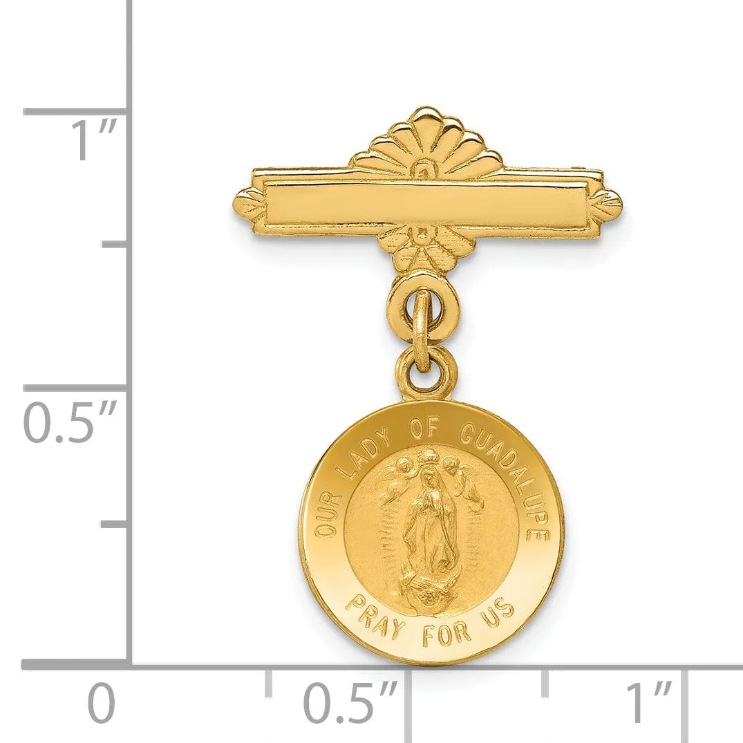 14k Yellow Gold Our Lady of Guadalupe Medal Pin