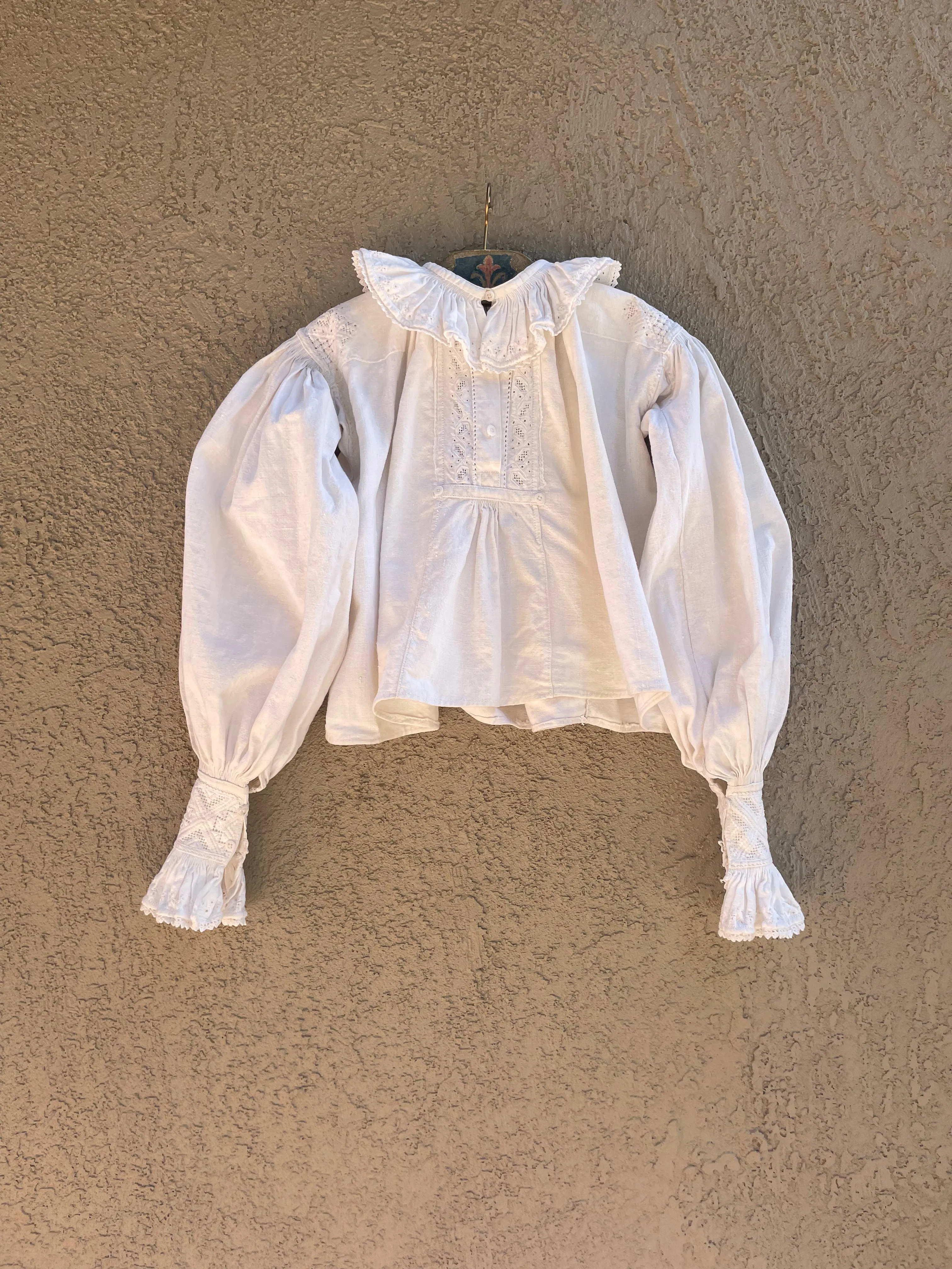 1930s Romanian Hemp/Linen Hand Smocked Blouse