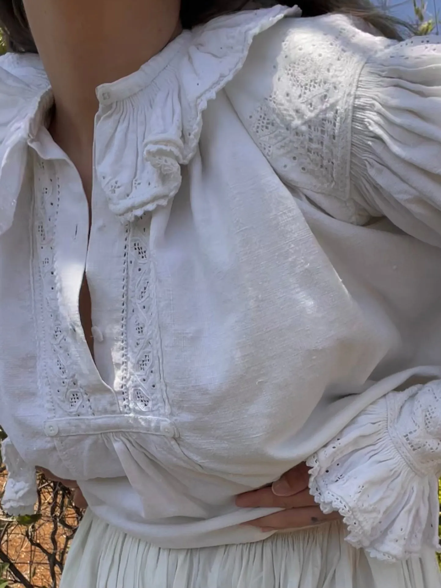 1930s Romanian Hemp/Linen Hand Smocked Blouse