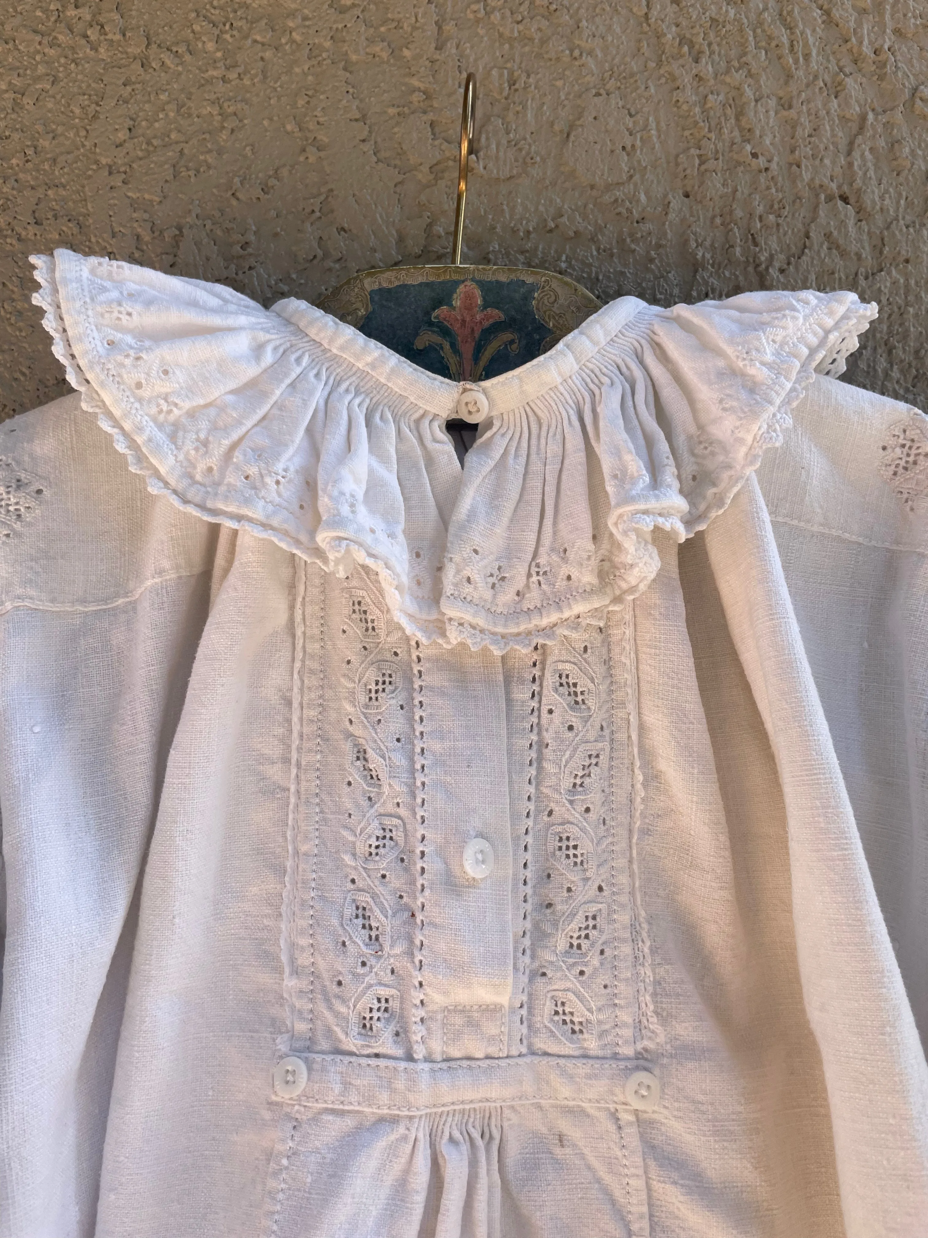 1930s Romanian Hemp/Linen Hand Smocked Blouse