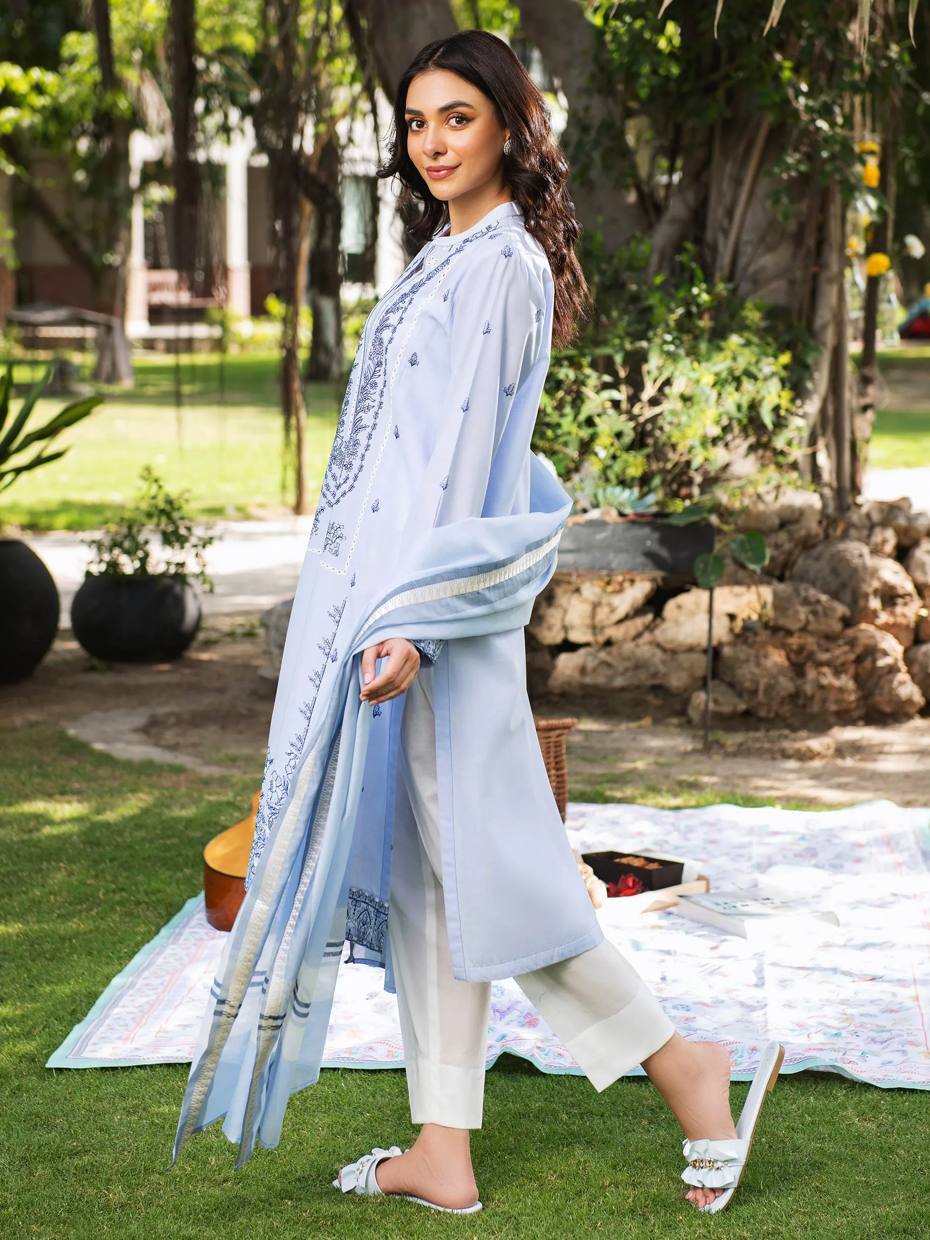2 Piece Yarn-Dyed Suit-Embroidered (Unstitched) | Lime Light Women Eid Collection 2023