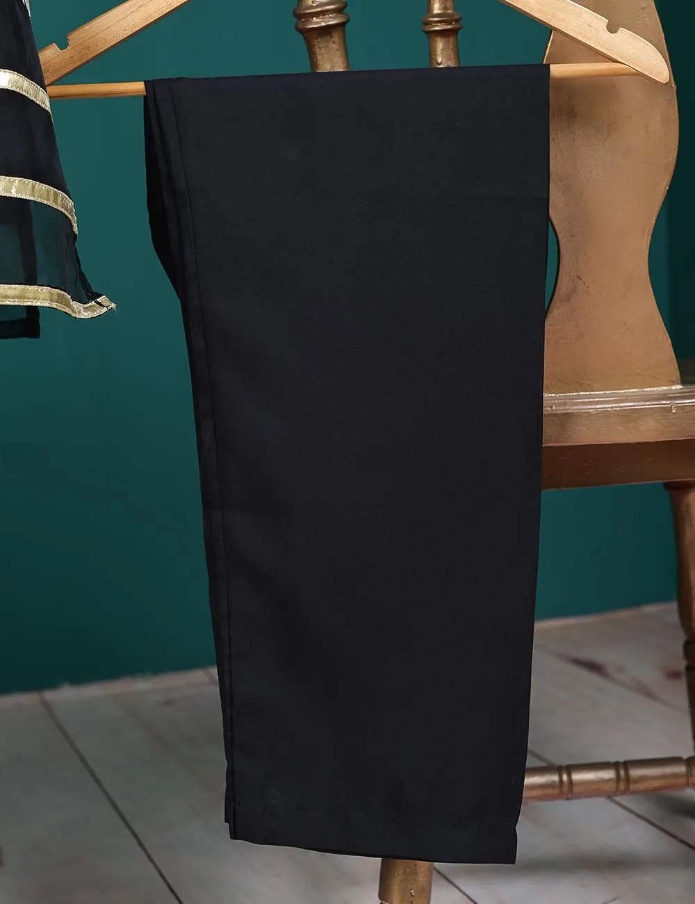 3 Pc Stitched Organza Suit With Organza Dupatta and Malai Trouser - Almitra (RTW-23-Black)
