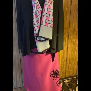 3 piece Suit set - Skirt, jacket, scarf set