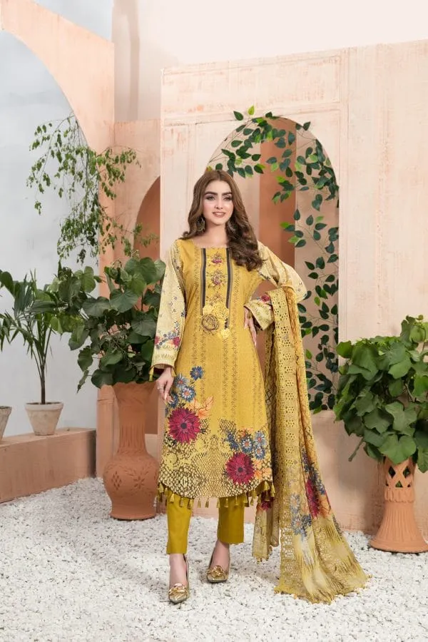3 piece unstitch lawn collection Mon Tresor by Tawakkal Fabrics