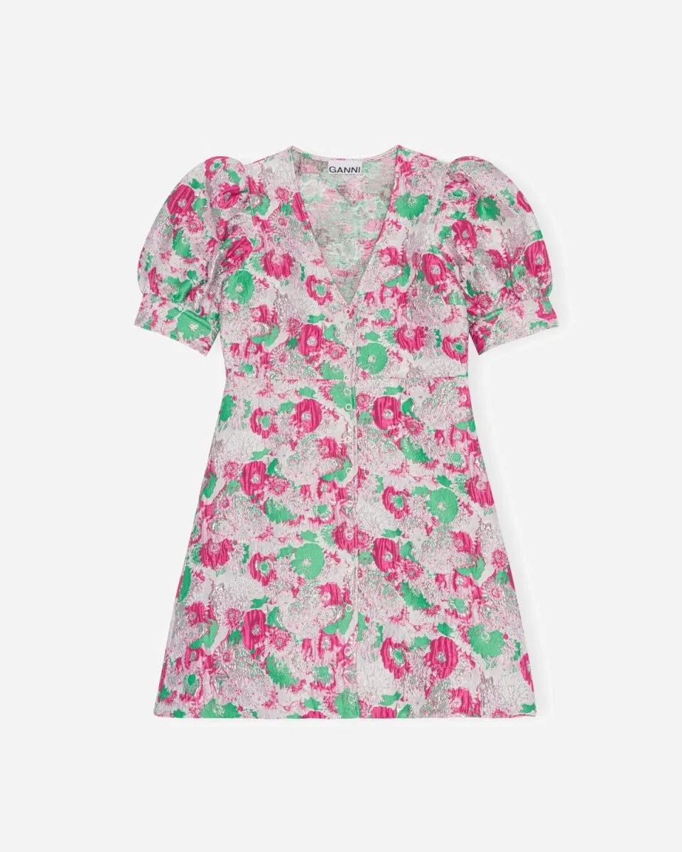 3D Jacquard Button Down Mini Dress - Sugar Plum