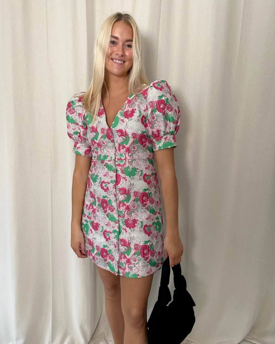 3D Jacquard Button Down Mini Dress - Sugar Plum