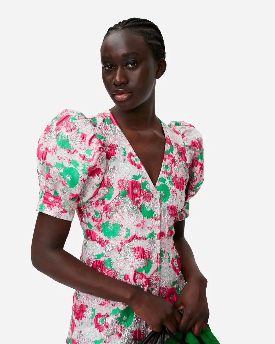 3D Jacquard Button Down Mini Dress - Sugar Plum