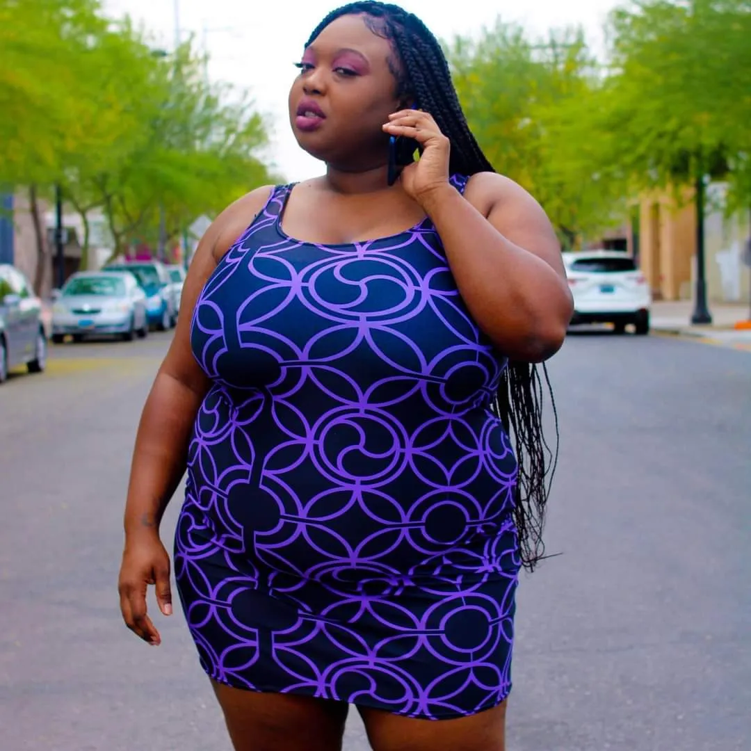 70s Psychedelic Tank Dress - Purple
