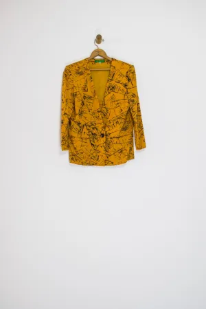 80’s CACHAREL MUSTARD SKIRT SUIT / SMALL