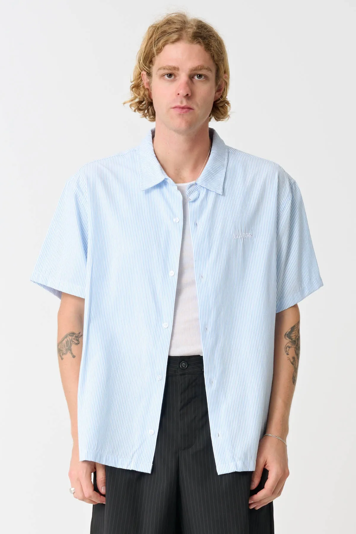 91 OXFORD SS SHIRT - BLUE STRIPE