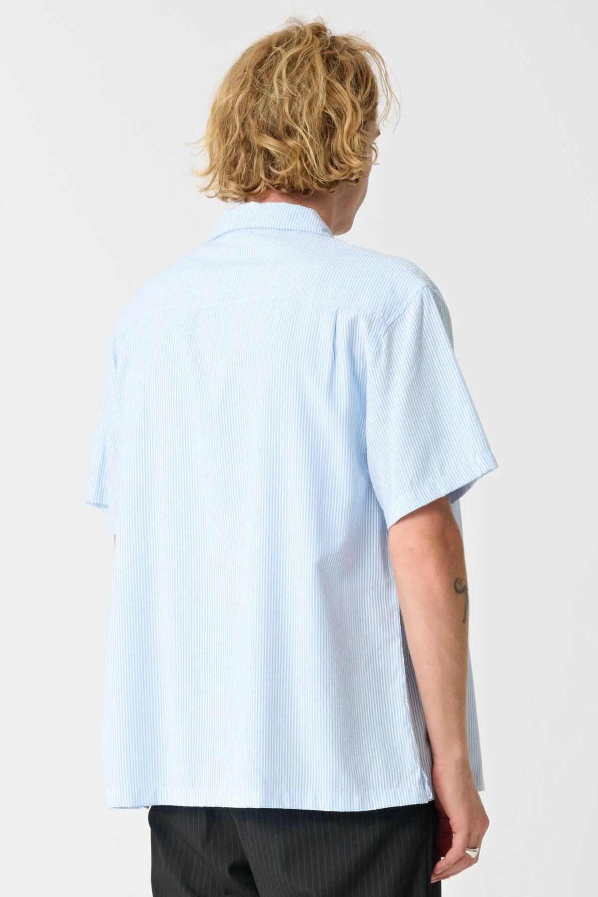 91 OXFORD SS SHIRT - BLUE STRIPE