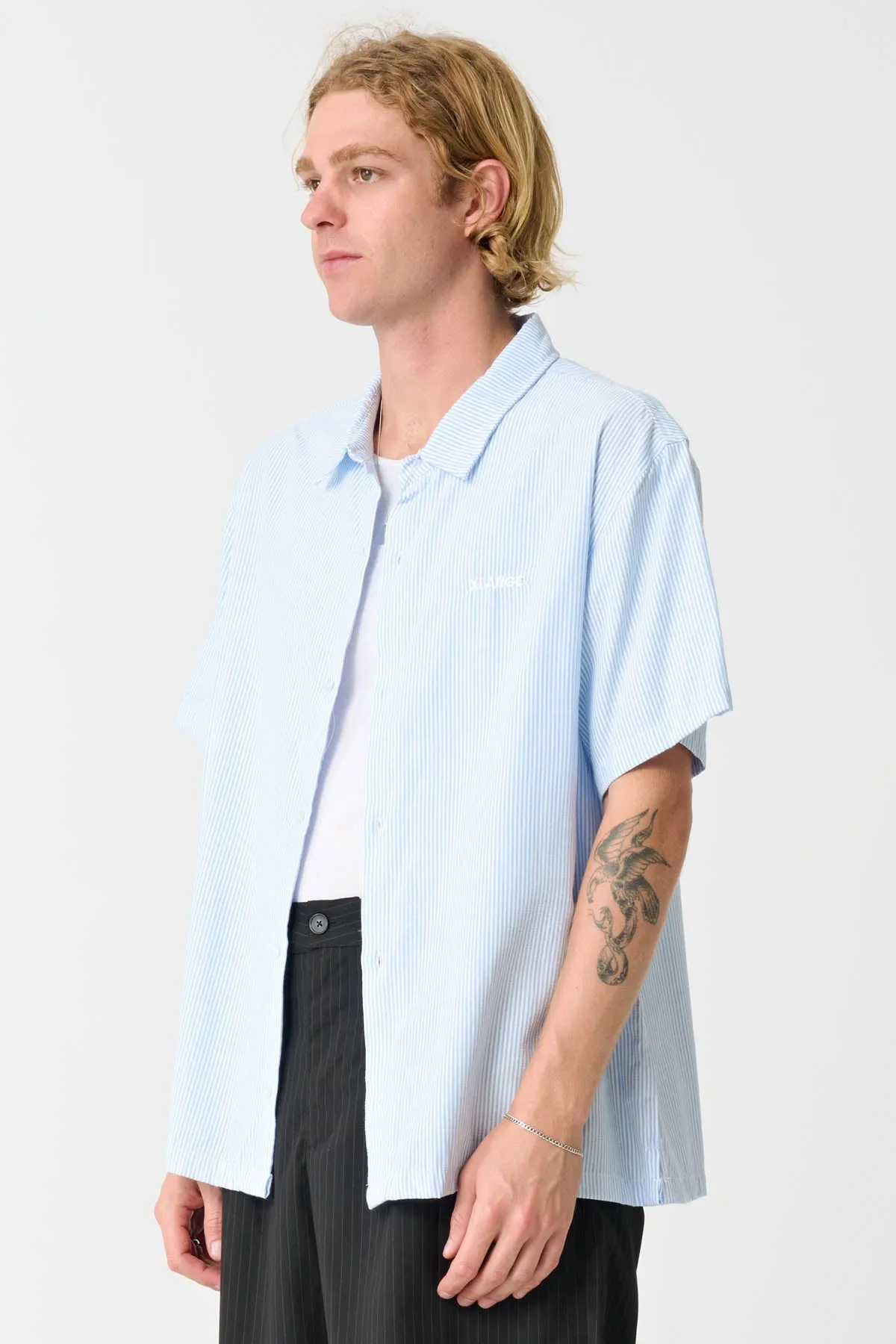 91 OXFORD SS SHIRT - BLUE STRIPE