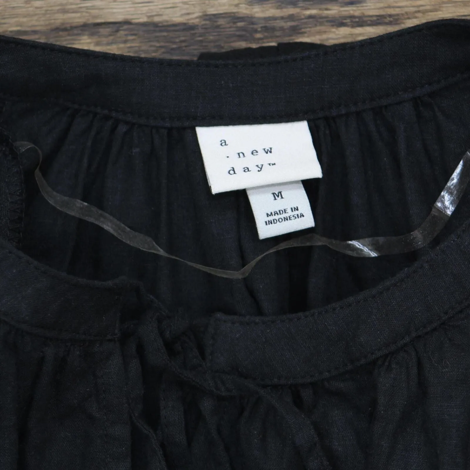 A New Day Womens Tie Front Linen Blend Blouse Top 165b09f32e14ba Black M