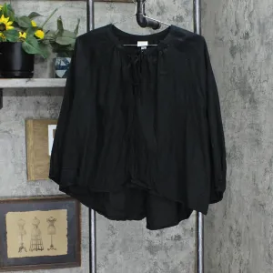 A New Day Womens Tie Front Linen Blend Blouse Top 165b09f32e14ba Black M