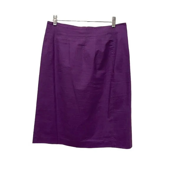 Adolfo Linen Pencil Skirt Suit Vintage Designer Career Fully Lined  Purple 14
