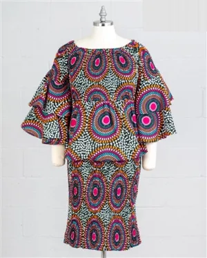 African Print Smock Skirt Suit
