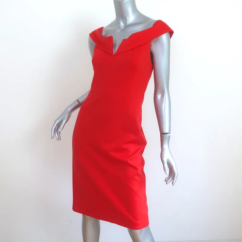 Alice   Olivia Sienna Off the Shoulder Sheath Dress Red Stretch Jersey Size 6