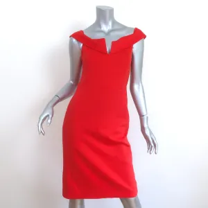 Alice   Olivia Sienna Off the Shoulder Sheath Dress Red Stretch Jersey Size 6