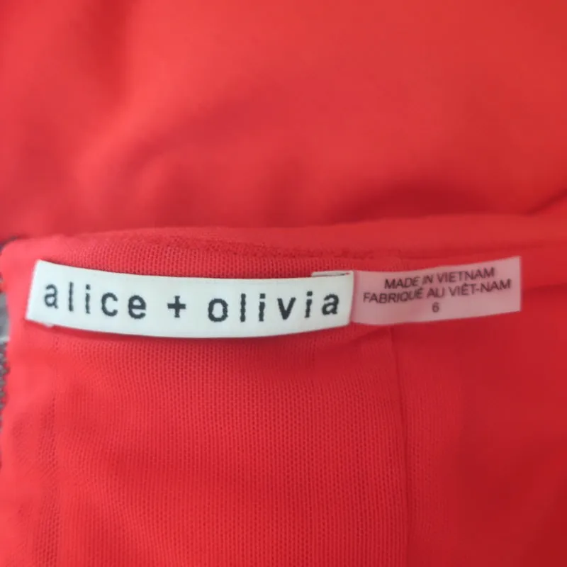Alice   Olivia Sienna Off the Shoulder Sheath Dress Red Stretch Jersey Size 6