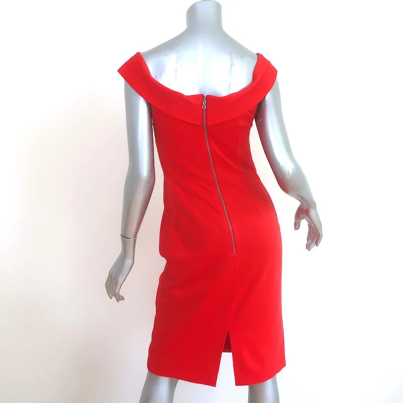 Alice   Olivia Sienna Off the Shoulder Sheath Dress Red Stretch Jersey Size 6
