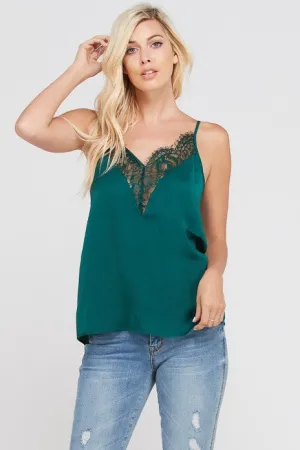 ALL MINE LACE TRIM CAMI GREEN