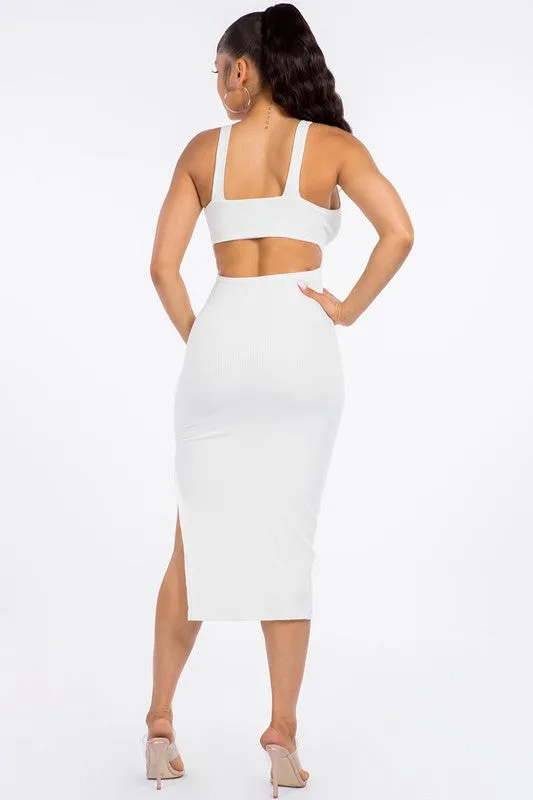 Amanda Cutout Midi Dress - White