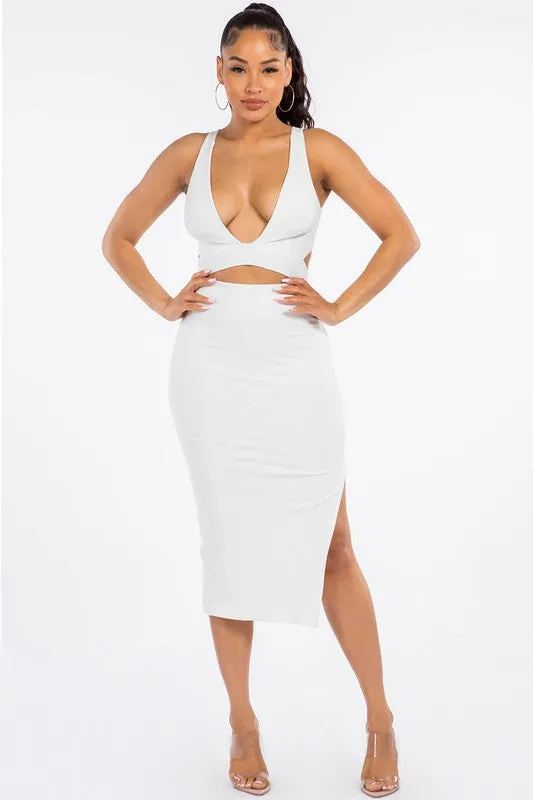 Amanda Cutout Midi Dress - White