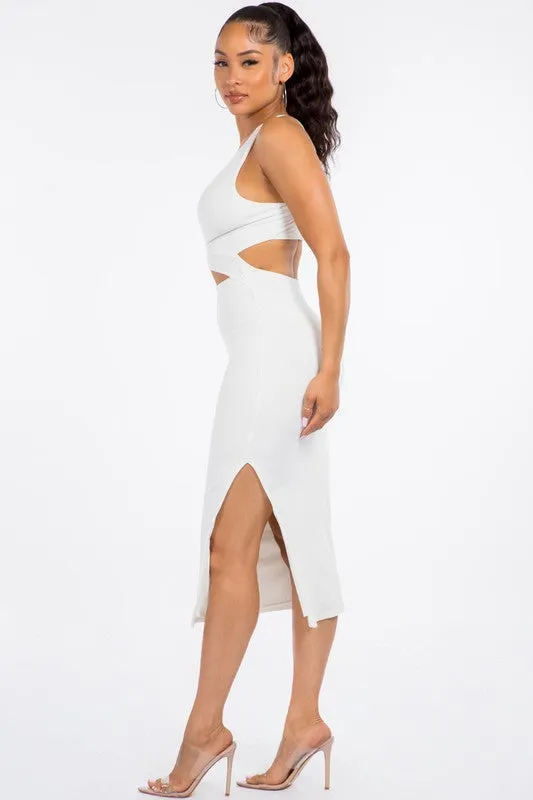 Amanda Cutout Midi Dress - White
