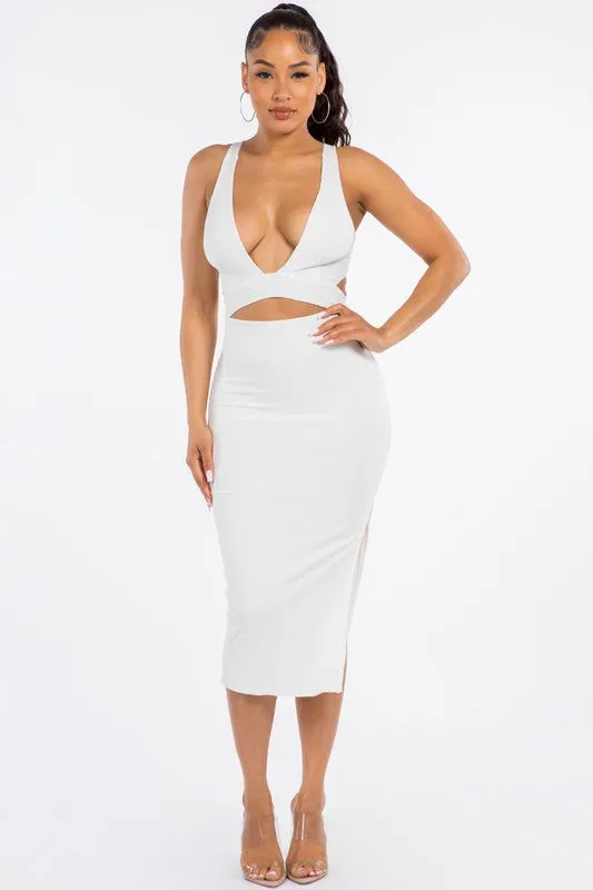 Amanda Cutout Midi Dress - White
