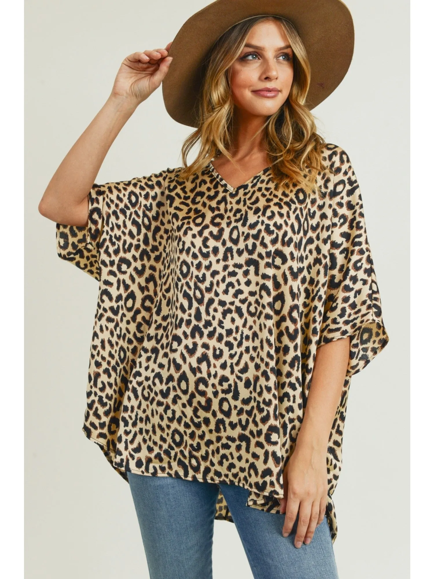 Andrea Leopard Satin Blouse