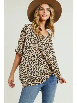 Andrea Leopard Satin Blouse
