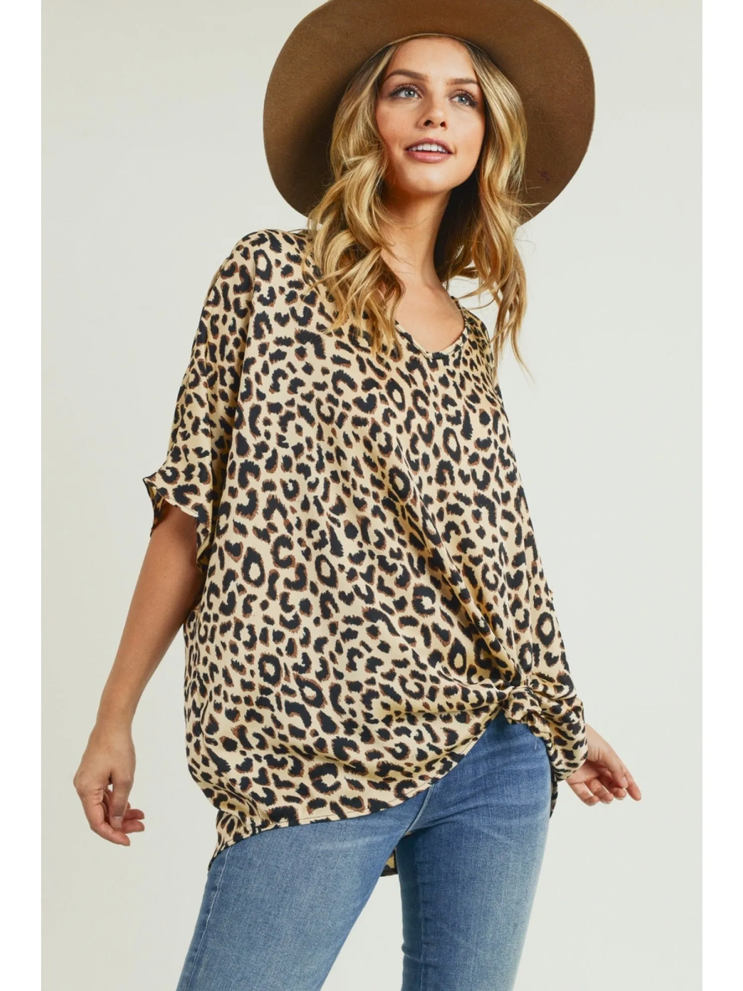 Andrea Leopard Satin Blouse
