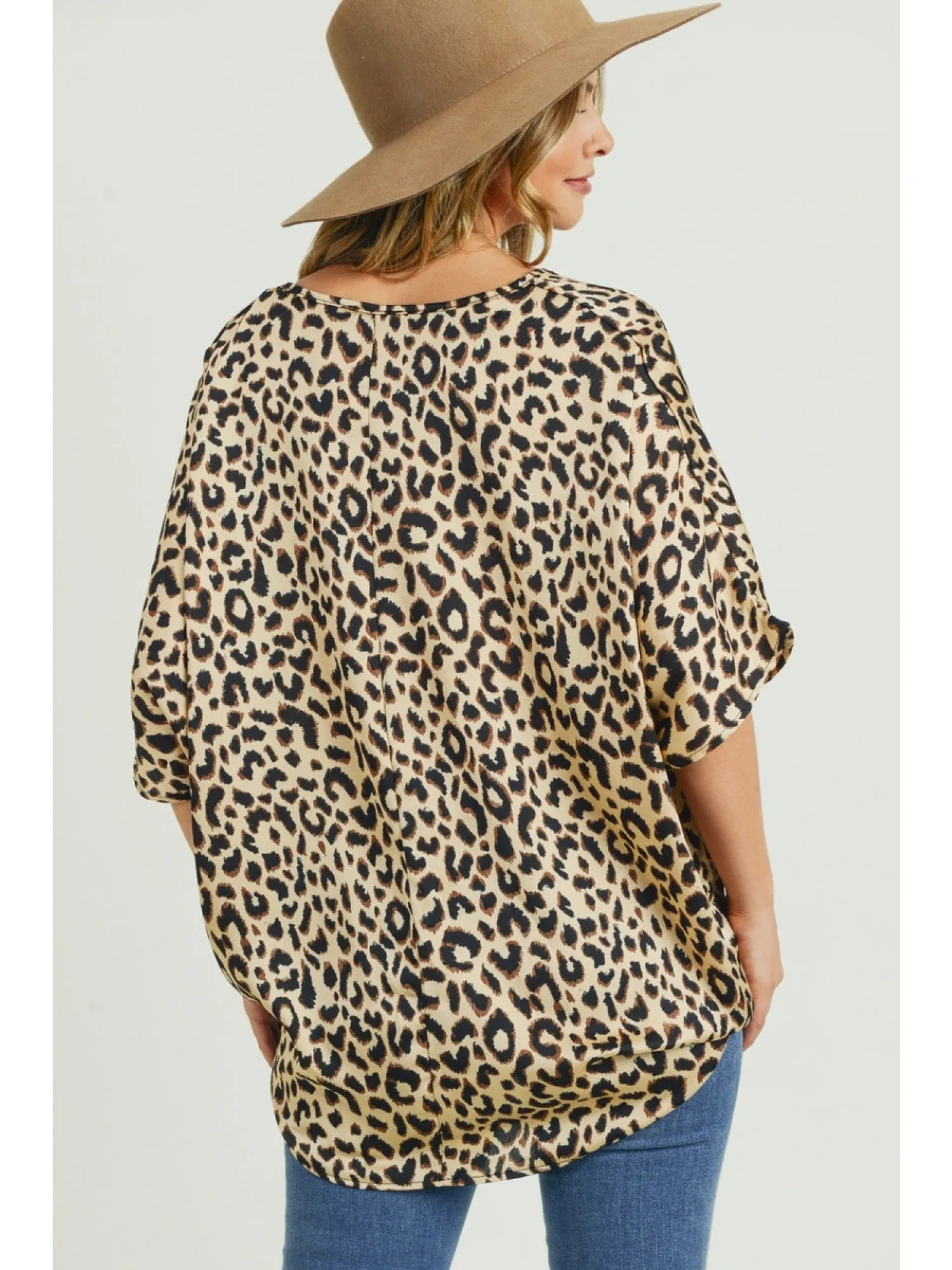 Andrea Leopard Satin Blouse