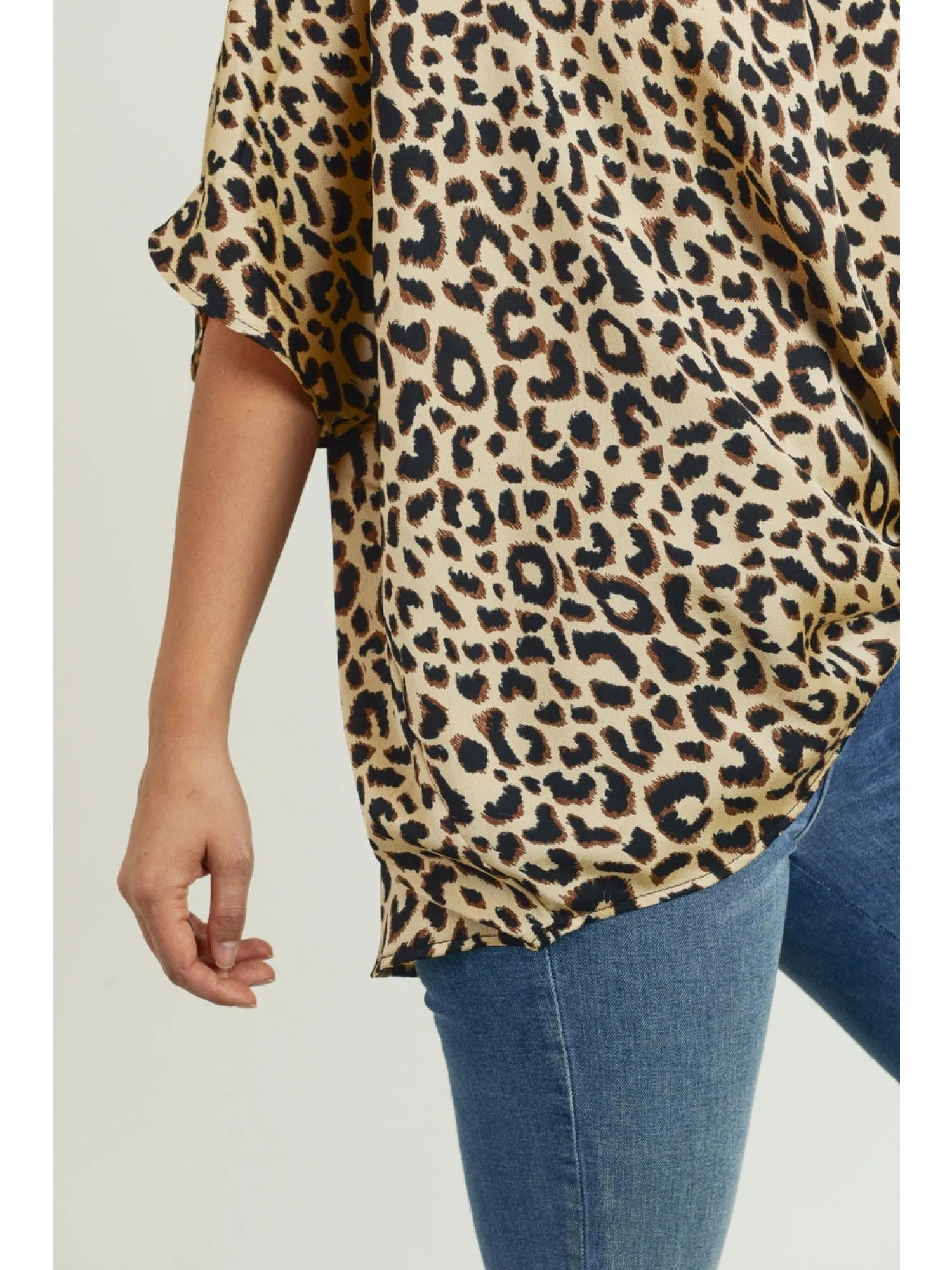 Andrea Leopard Satin Blouse