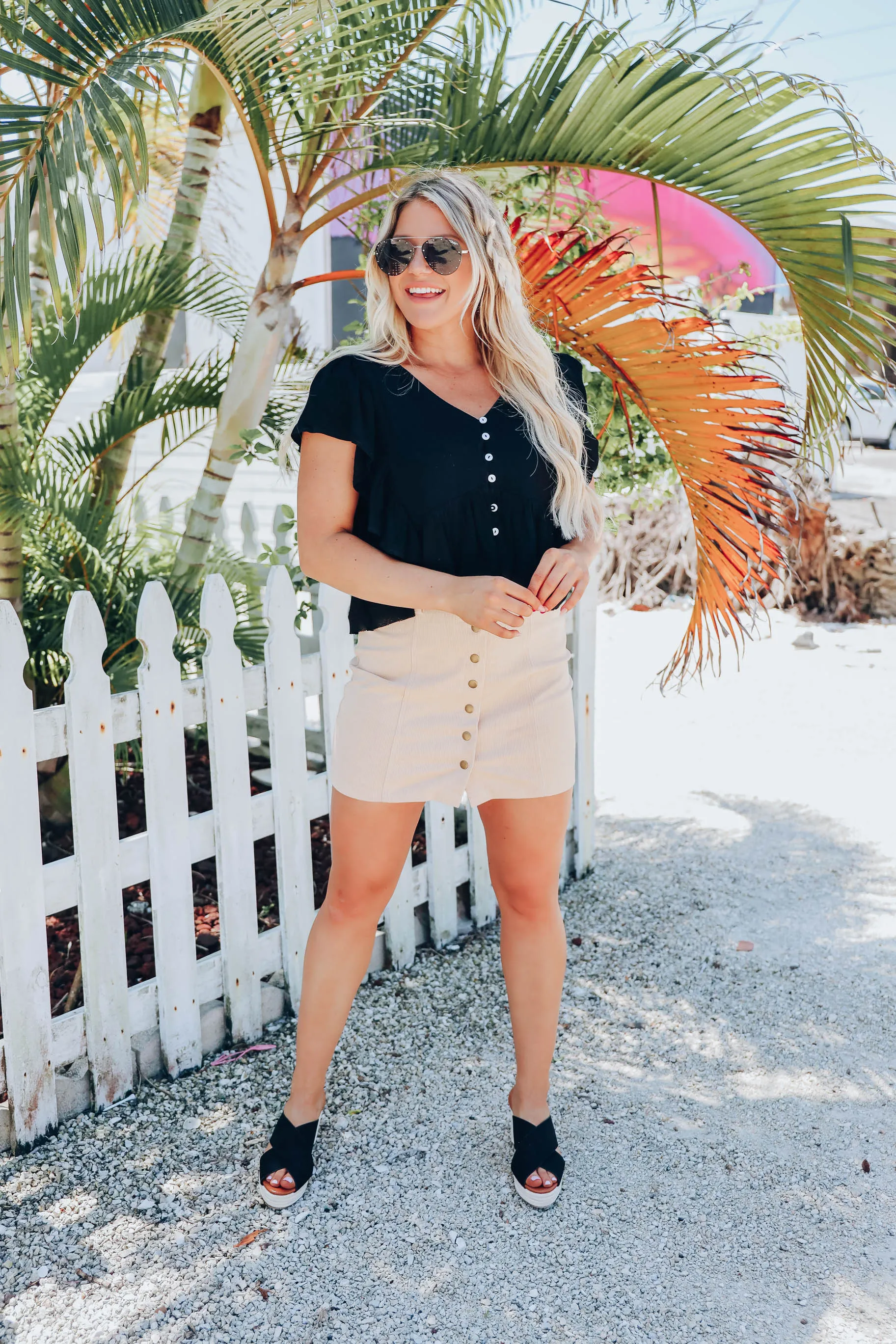 Angel Ruffle Textured Blouse - Black