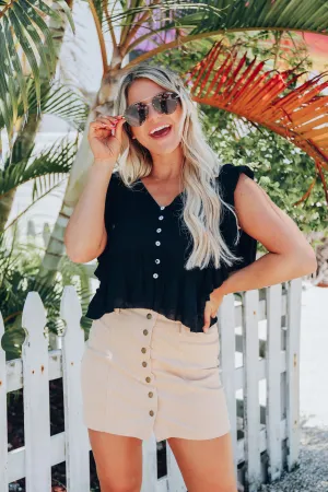 Angel Ruffle Textured Blouse - Black