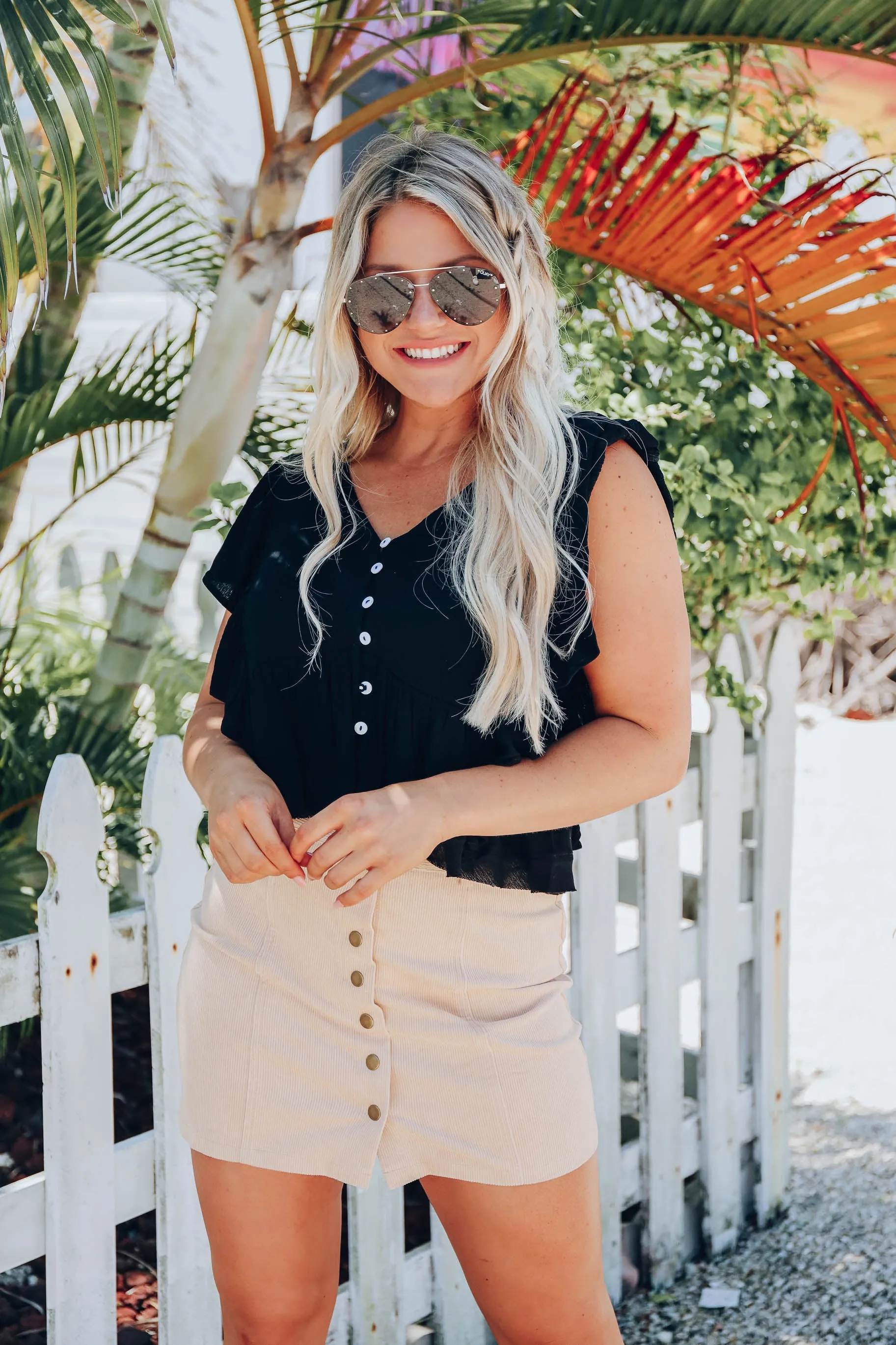 Angel Ruffle Textured Blouse - Black