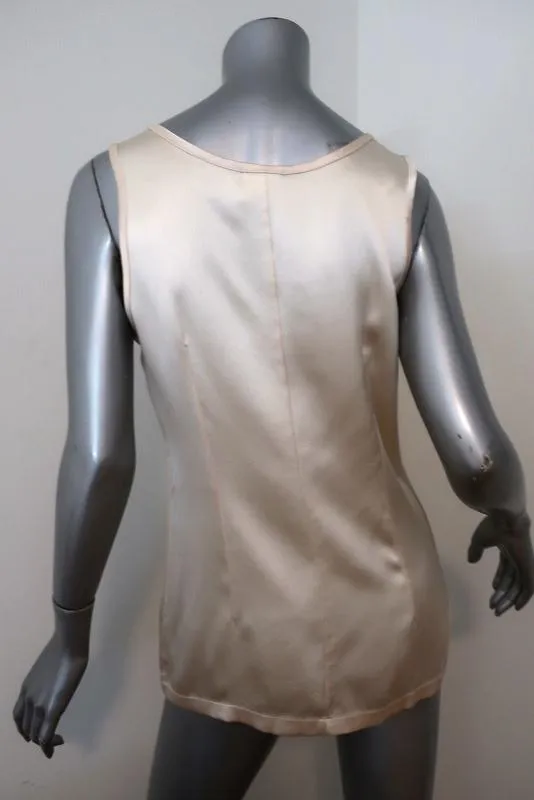 Ann Demeulemeester Tank Top Ivory Silk Satin Size 38 Sleeveless Blouse