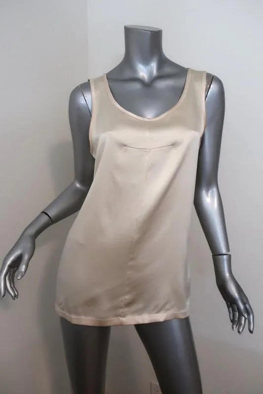 Ann Demeulemeester Tank Top Ivory Silk Satin Size 38 Sleeveless Blouse