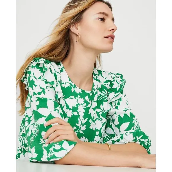 Ann Taylor NWT Green Floral Side Tie Sheath Dress size 10 Petite