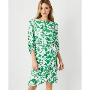 Ann Taylor NWT Green Floral Side Tie Sheath Dress size 10 Petite