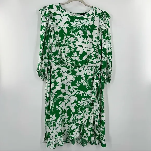 Ann Taylor NWT Green Floral Side Tie Sheath Dress size 10 Petite