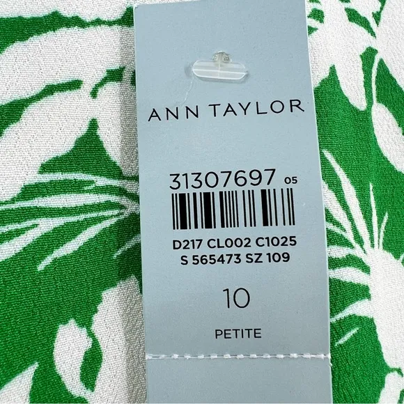 Ann Taylor NWT Green Floral Side Tie Sheath Dress size 10 Petite