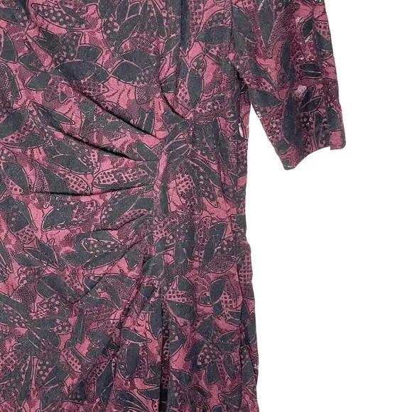 ANTHROPOLOGIE MAEVEWomen's Elorn Burgundy Black Lace Ruched Dress 10