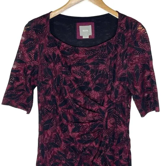 ANTHROPOLOGIE MAEVEWomen's Elorn Burgundy Black Lace Ruched Dress 10