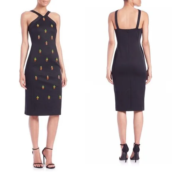 Anthropologie Shoshanna Midnight Mitchell Jewel Bead Embellished Midi Dress