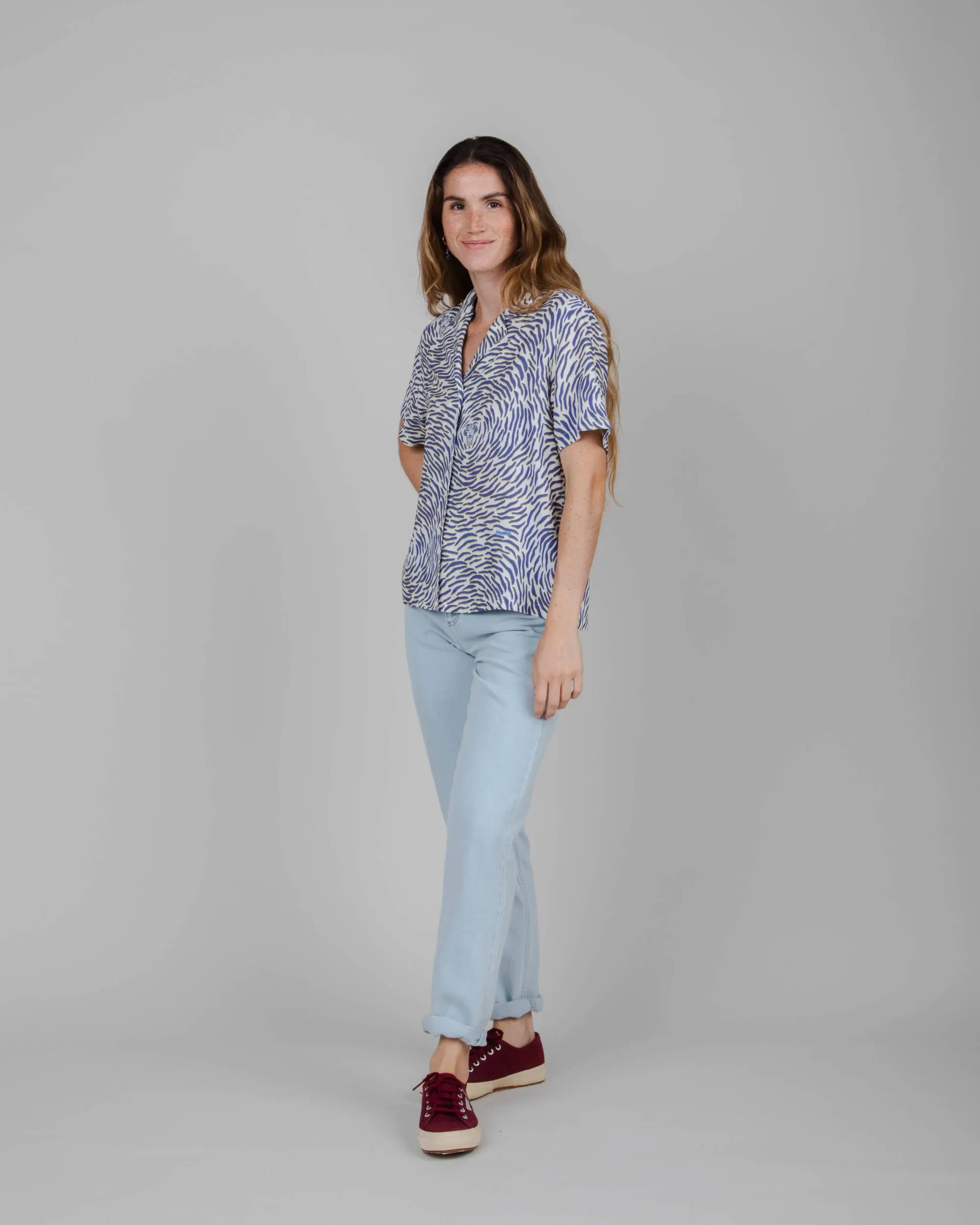 Asis Percales Tiger Aloha Blouse White