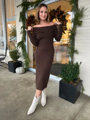 [ASTR The Label] Jada Off Shoulder Midi Dress