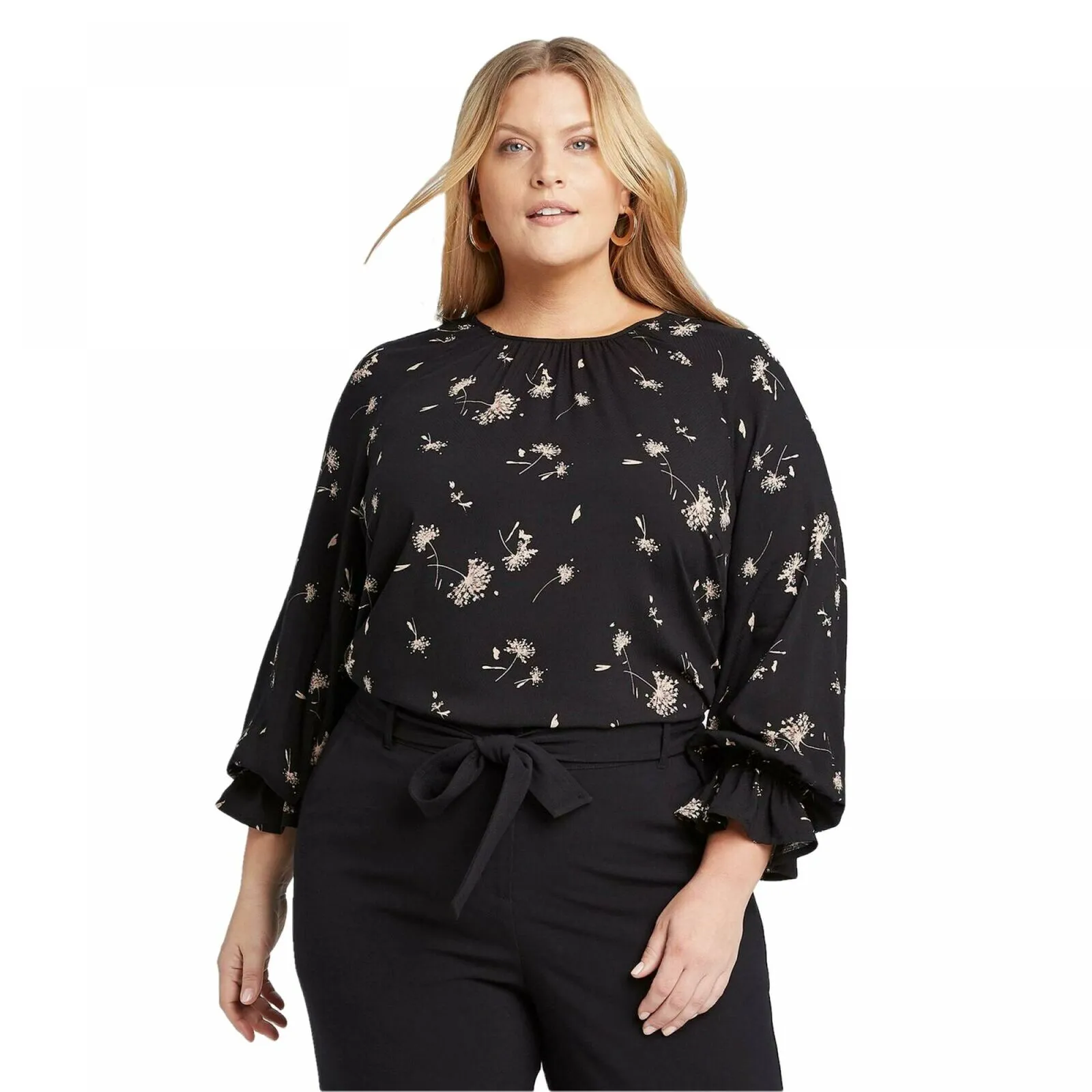 Ava & Viv Women's Plus Size Floral Print Long Sleeve Blouse
