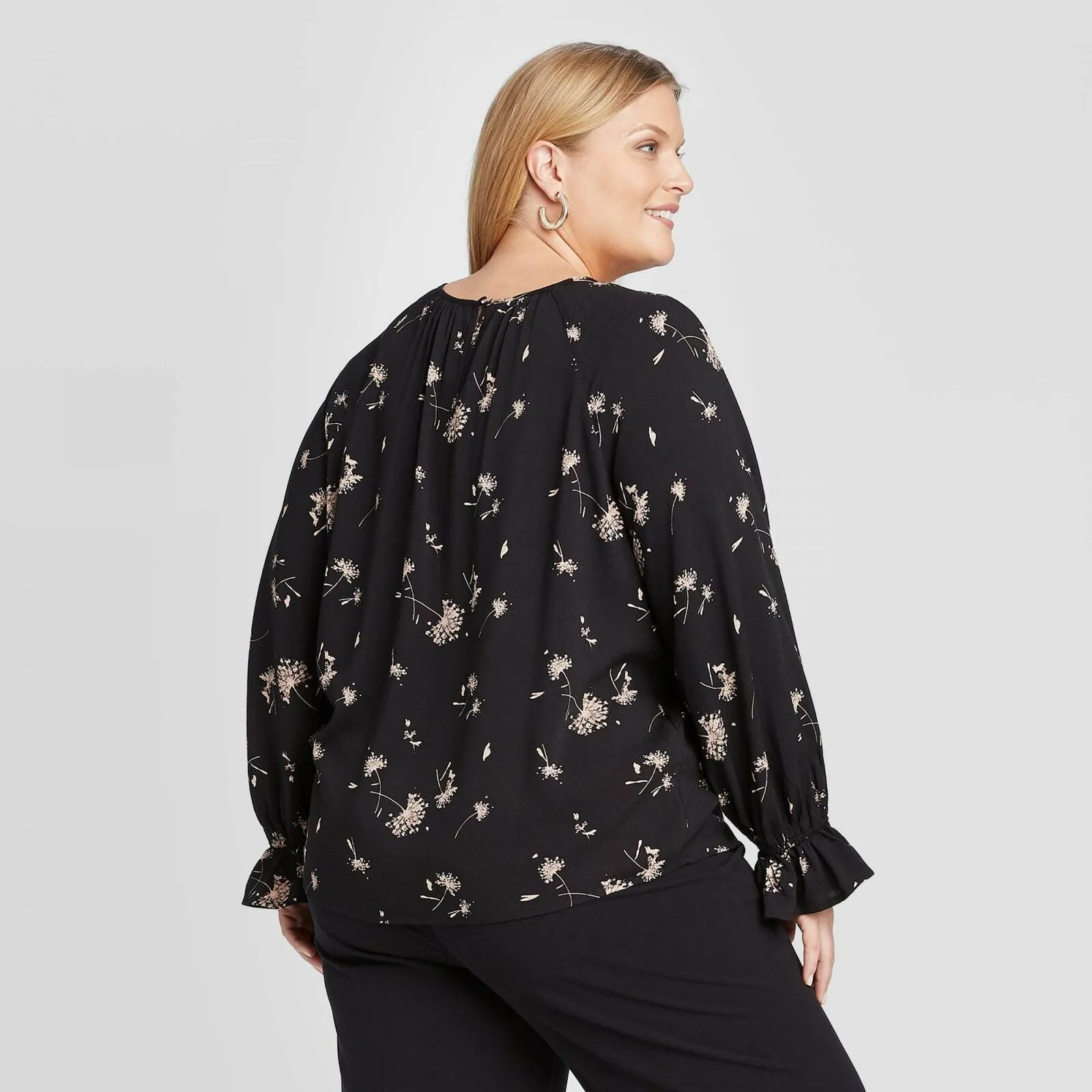 Ava & Viv Women's Plus Size Floral Print Long Sleeve Blouse